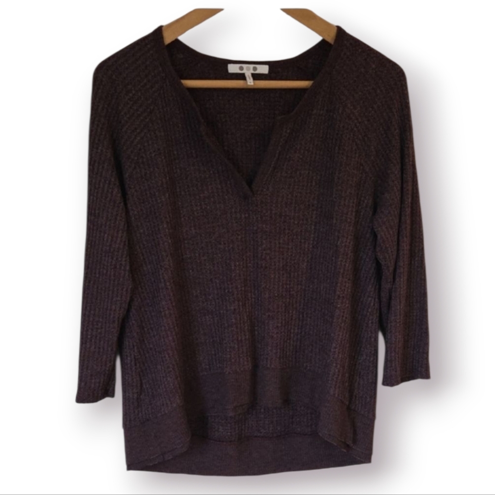 Three Dots Waffle Knit 3/4 Sleeve Top